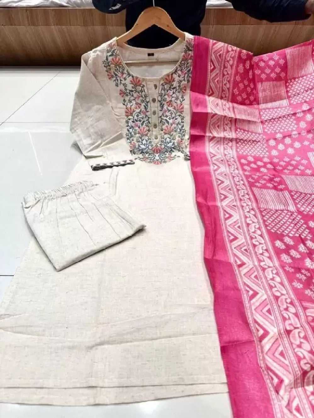 Embroidered Kurta, Trouser/Pant & Dupatta Set