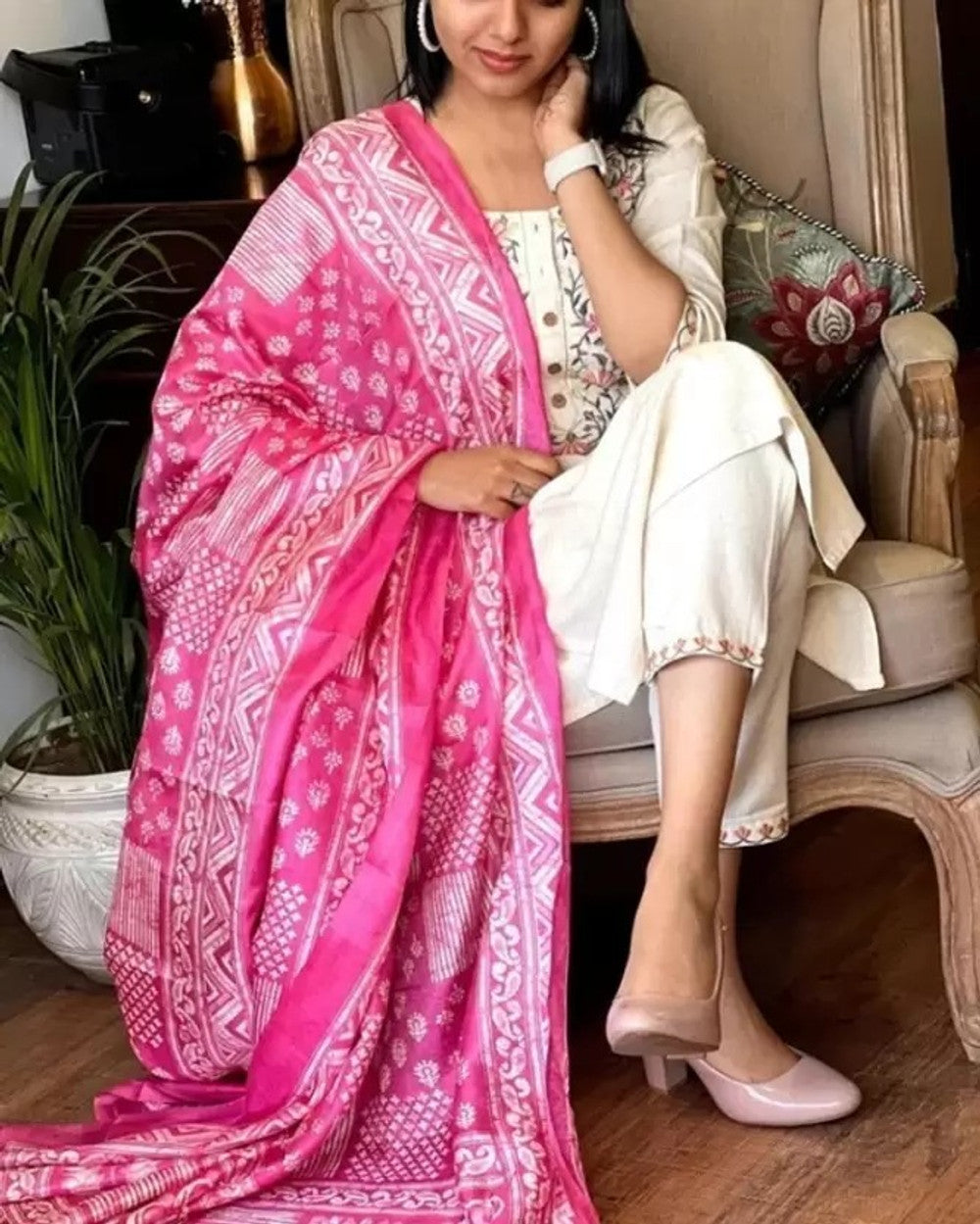 Embroidered Kurta, Trouser/Pant & Dupatta Set