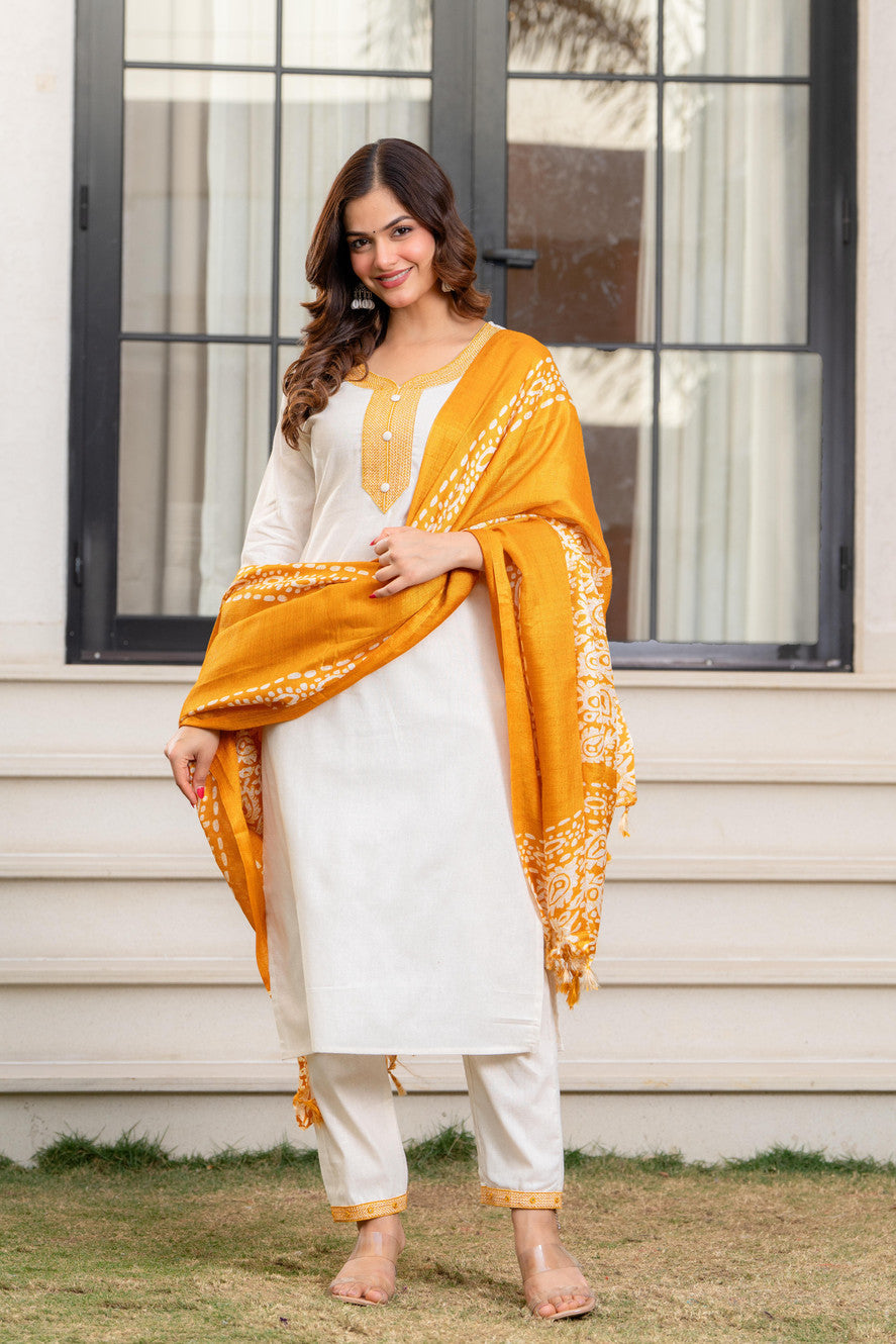 Embroidered Kurta, Trouser/Pant & Dupatta Set