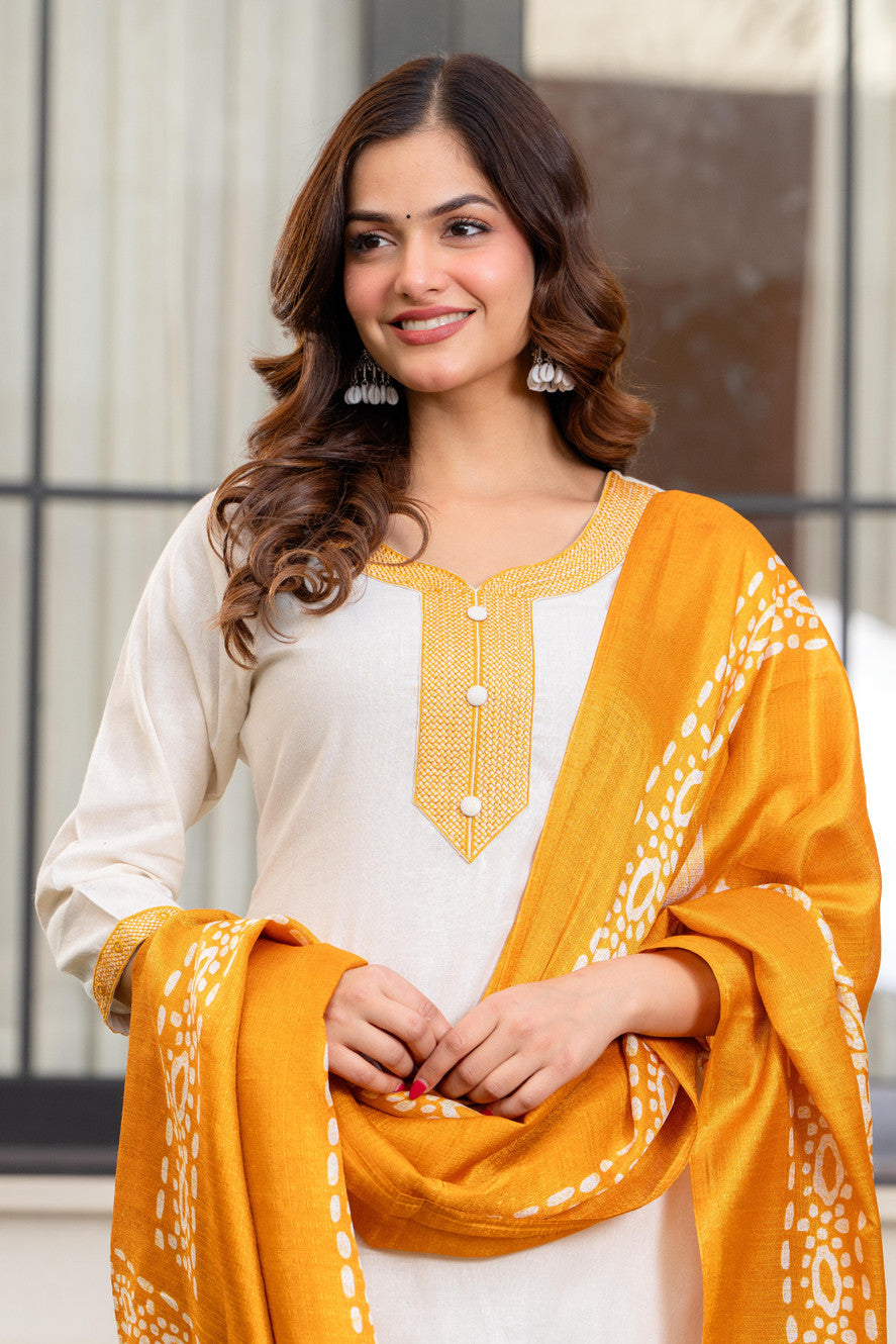 Embroidered Kurta, Trouser/Pant & Dupatta Set