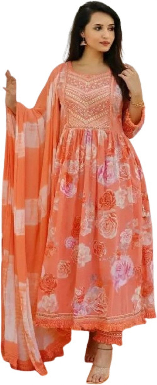 Embroidered, Printed Kurta , Palazzo & Dupatta Set