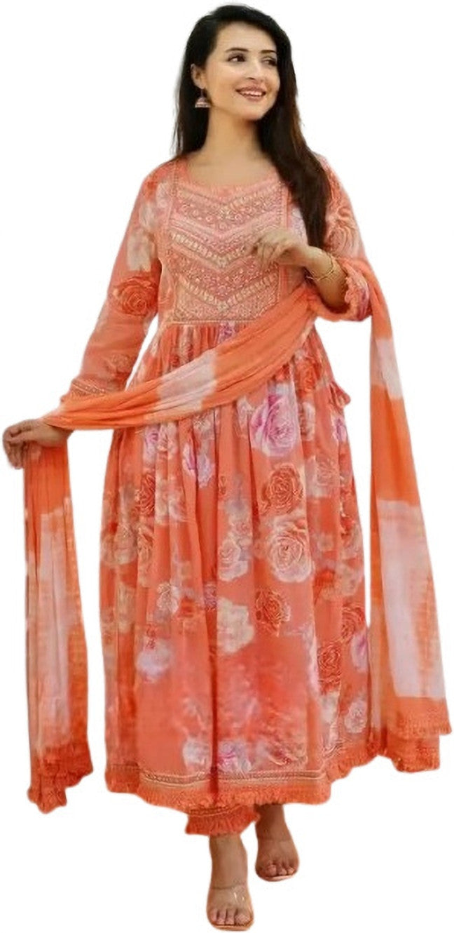 Embroidered, Printed Kurta , Palazzo & Dupatta Set