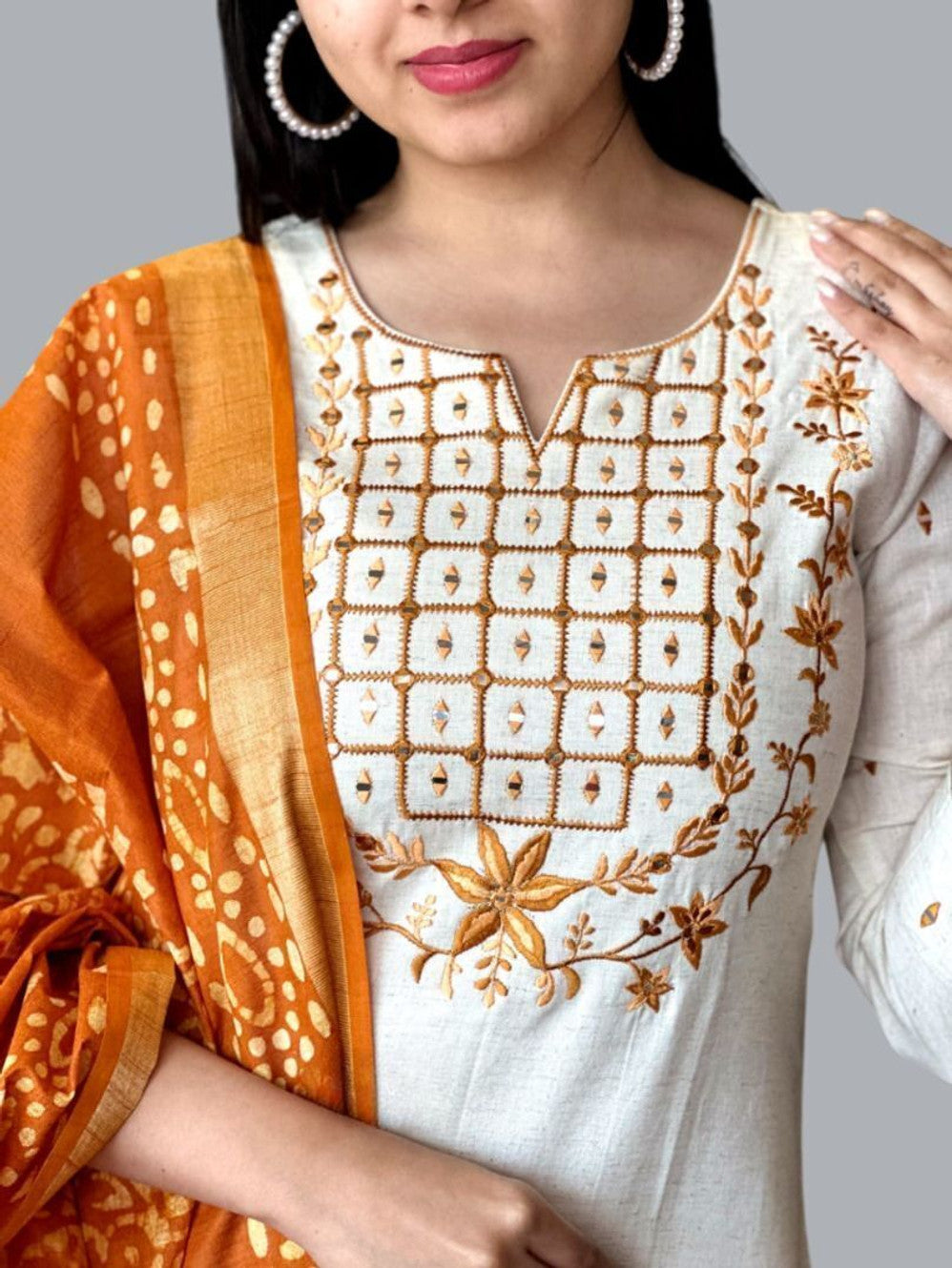 Embroidered Kurta, Trouser/Pant & Dupatta Set