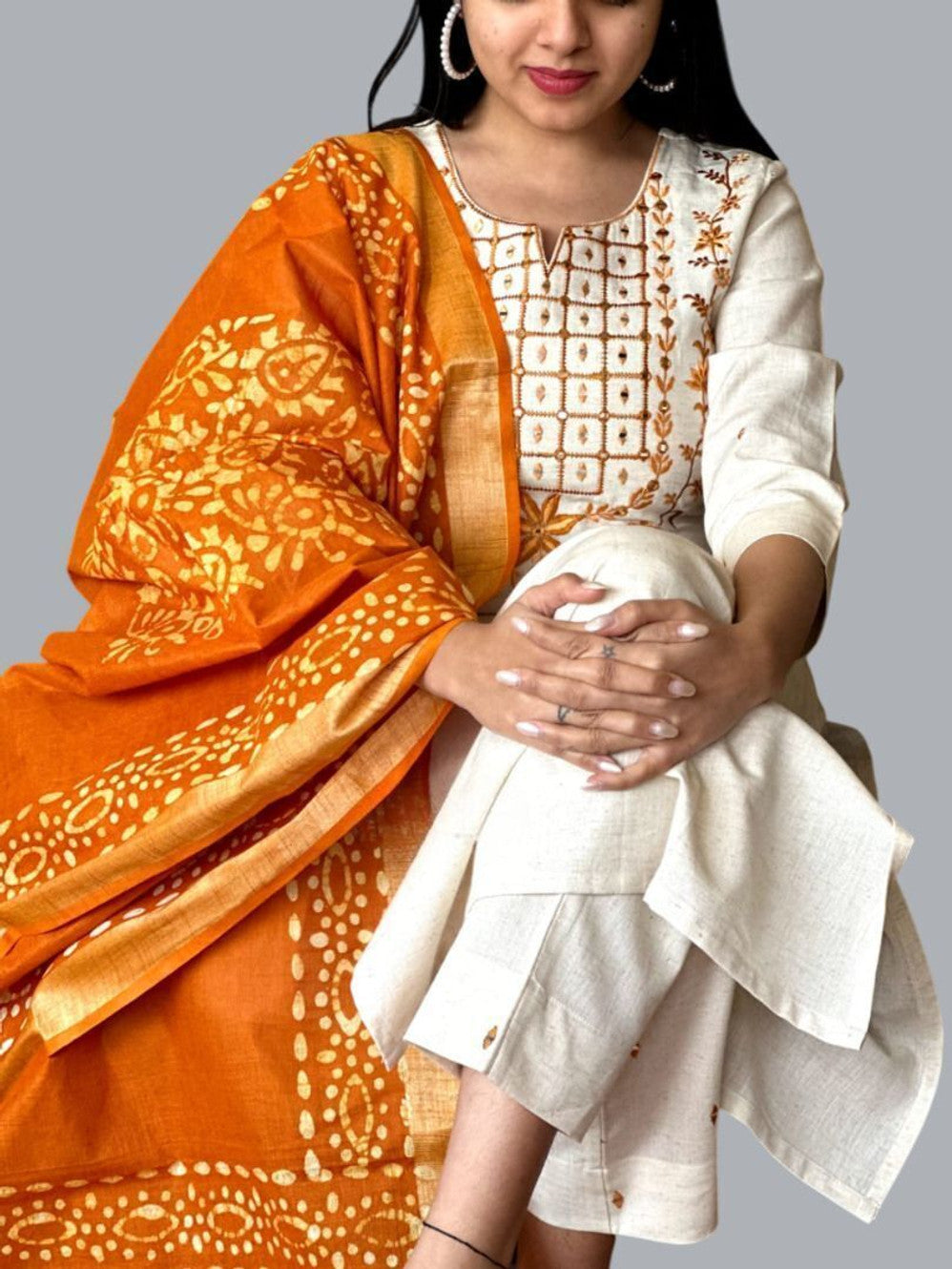 Embroidered Kurta, Trouser/Pant & Dupatta Set