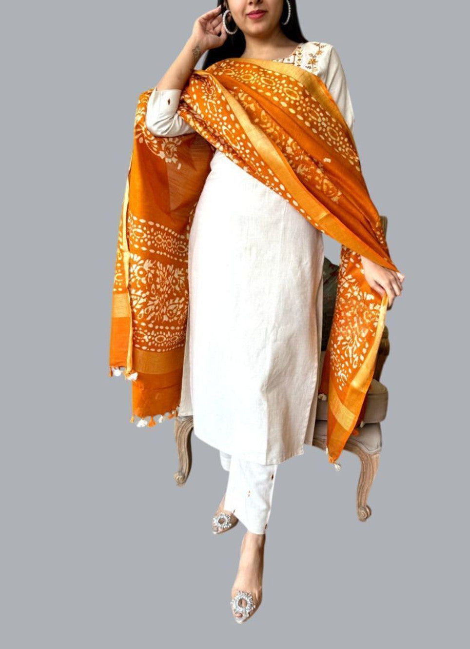 Embroidered Kurta, Trouser/Pant & Dupatta Set